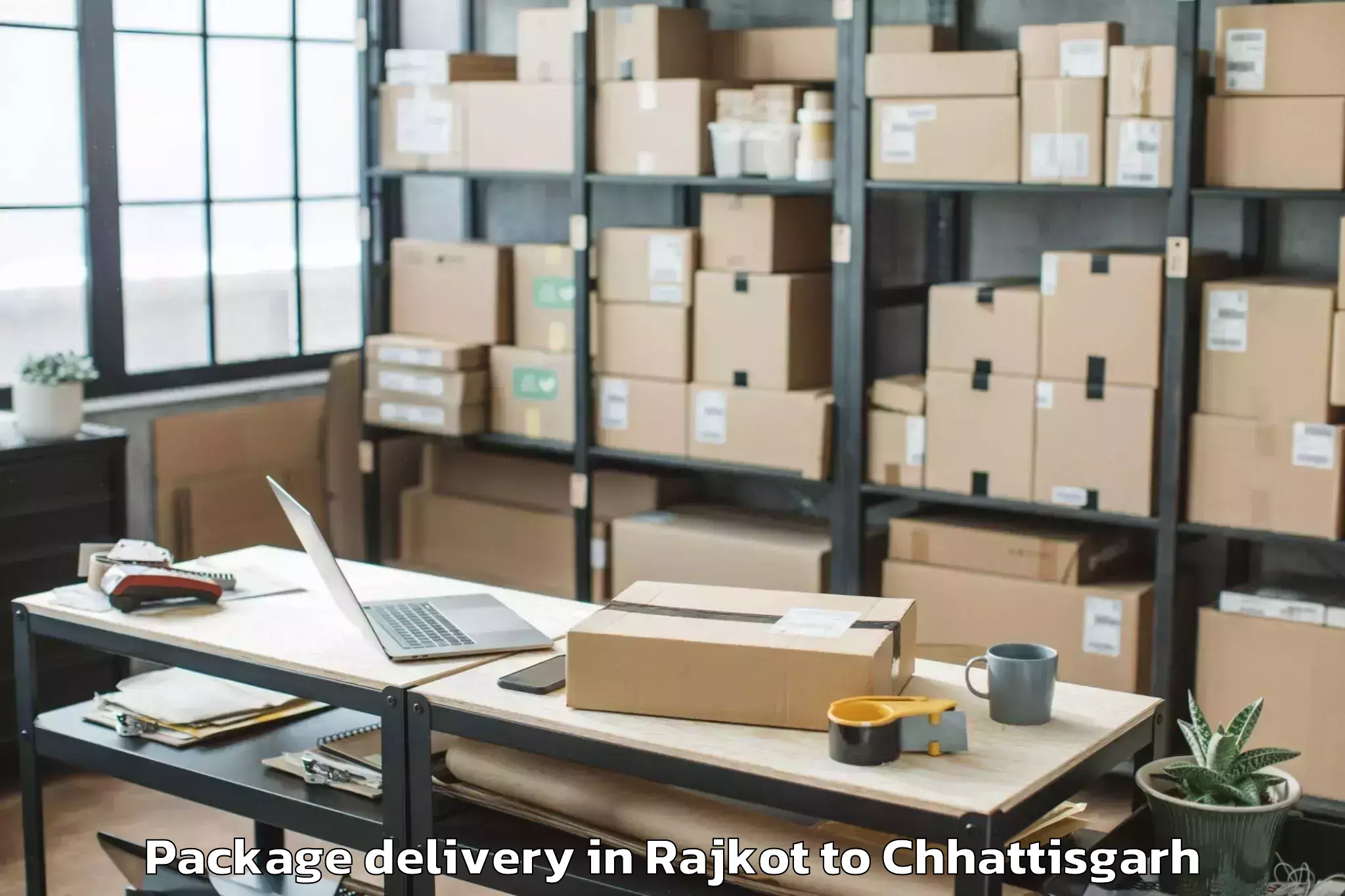 Top Rajkot to Khairagarh Package Delivery Available